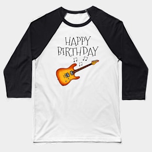 Electric Guitar Happy Birthday Guitarist Musician (Amber) Baseball T-Shirt